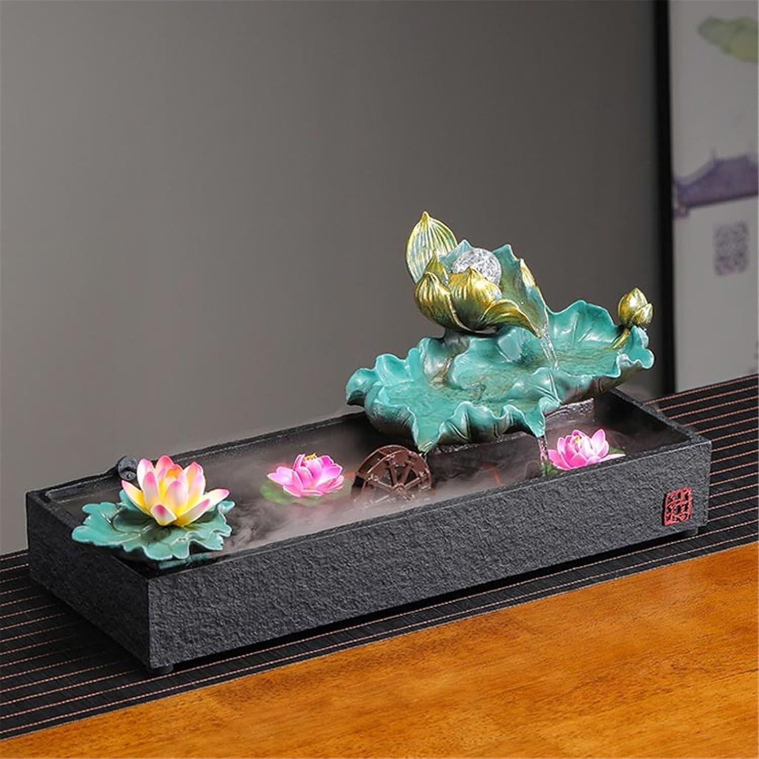 Tabletop Tabletop Fountain, Meditation Indoor Waterfall Feature for Home Office Bedroom Relaxation Decor(Medium)