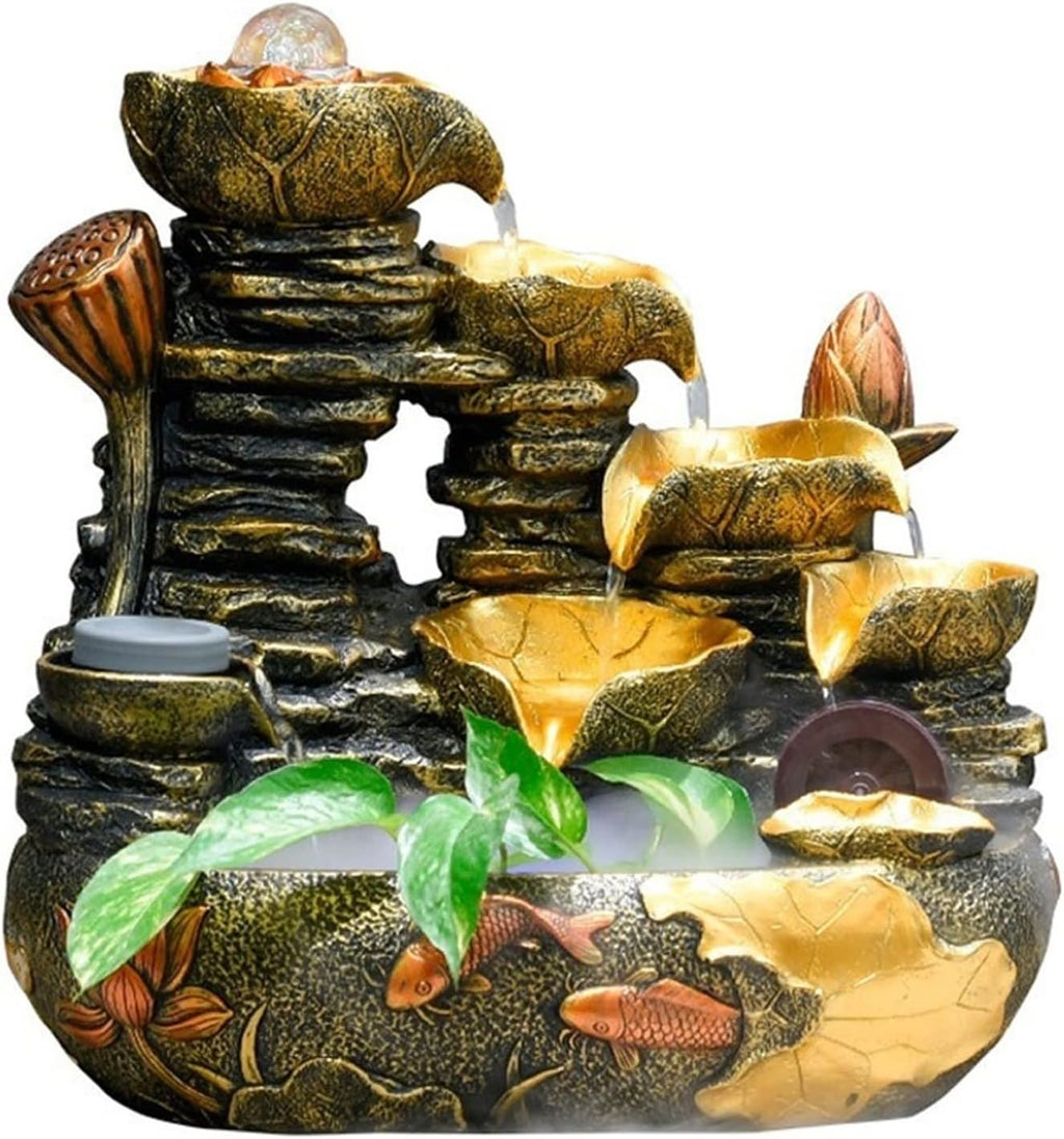 HIHELO Desktop Fountain Tabletop Fountain Rockery Flowing Water Landscape Fountain Fengshui Wheel Circulating Water Desktop Decoration Lucky Ornaments Water Fountain Outdoor (Size : Large)