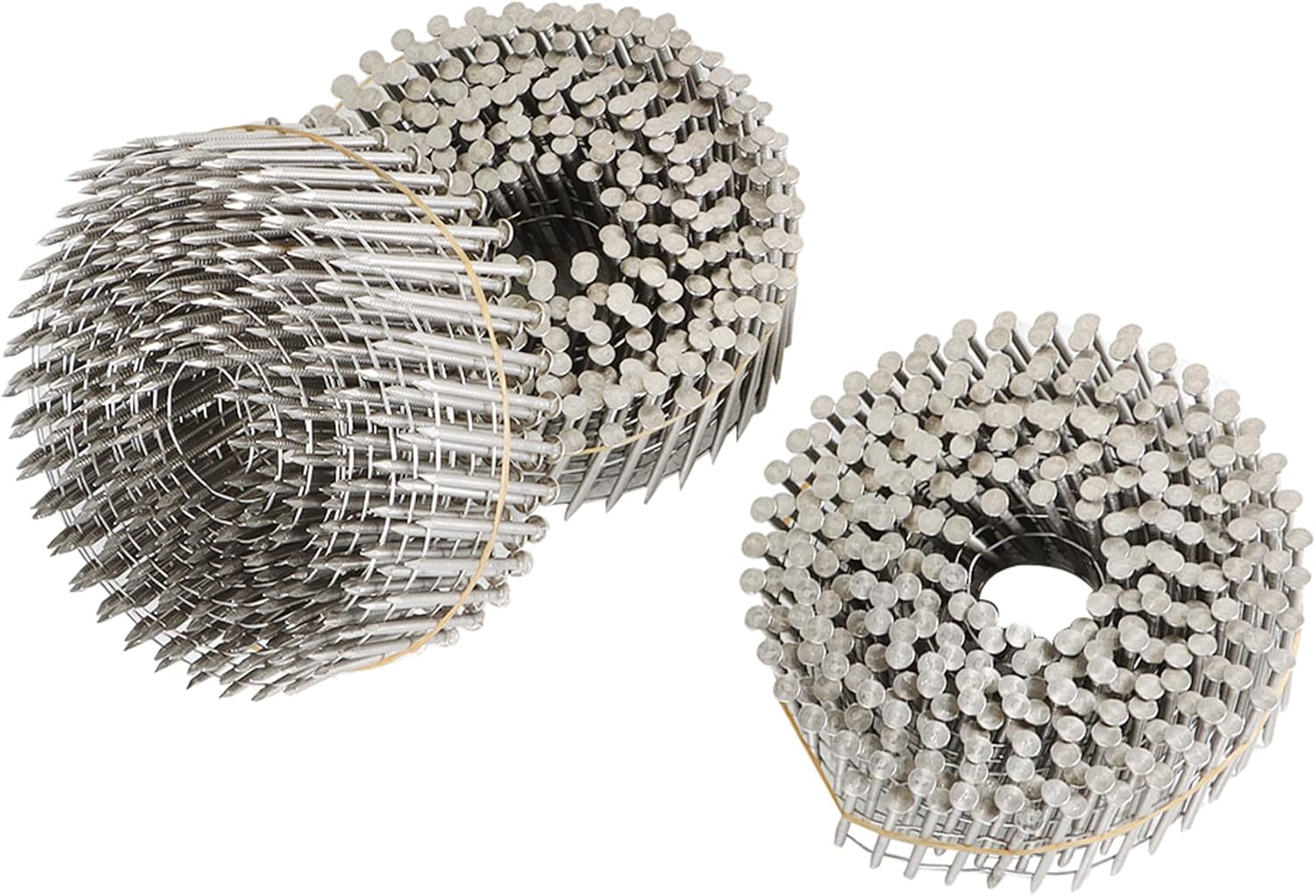 marddpair 3600 Count 2-Inch x .090-Inch 15-Degree Ring Shank Stainless Steel Siding Nails Collated Wire Coil for Wood Siding or Fencing