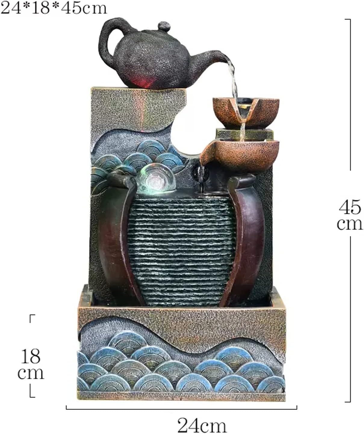 HIHELO Desktop Fountain Tabletop Fountain Resin Waterfall Tabletop Fountain Decoration Indoor Meditation Waterfall with Submersible Pump Water Fountain Outdoor
