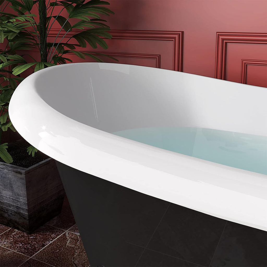 67' Acrylic Freestanding Bathtub, Free Standing Clawfoot Tub, Soaking Tub with Integrated Slotted Overflow, Toe-Tap Chrome Drain, cUPC Certified, Matte Black