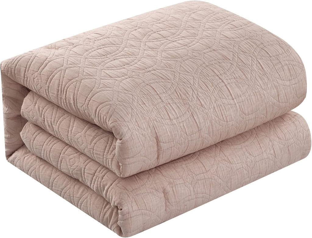 Chic Home Blush Bed in a Bag Comforter Set, King Size (5 Pieces), New York & Company Trinity - Polyester Bedding with Jacquard Interlaced Pattern - Comforter, Pillow Shams and Decorative Pillows