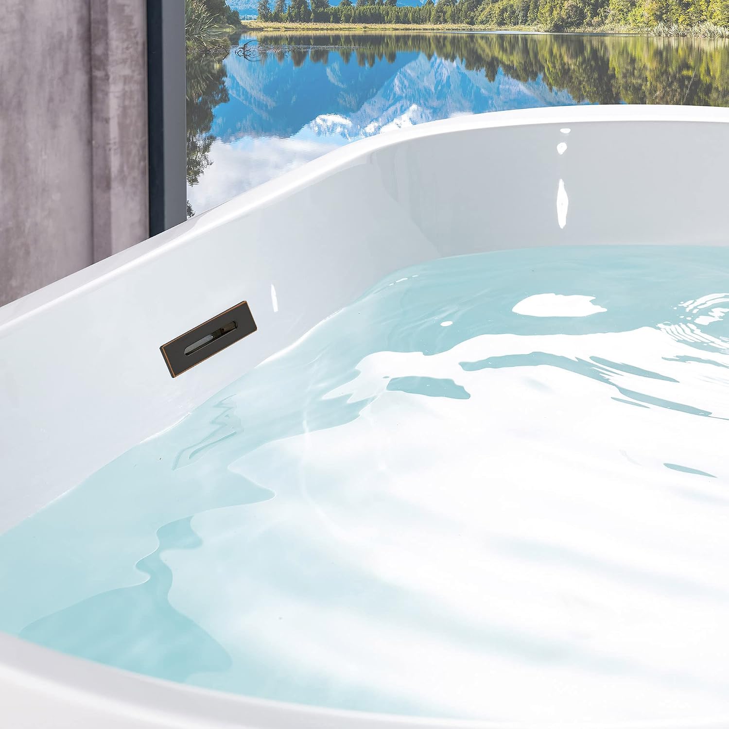 WOODBRIDGE 54'Freestanding White Acylic Soaking Bathtub with ORB Drain and Overflow,BTA1702-ORB