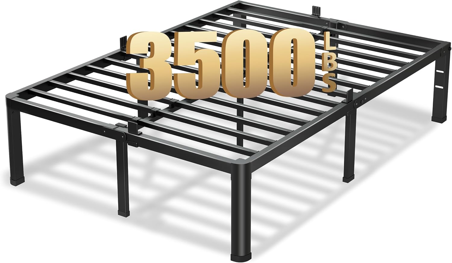 VIPSHOW 20 Inch King Size Bed Frame, 3500Lbs Heavy Duty Metal Platform with Round Corner Legs Mattress Slide Stopper, Steel Slat Support No Box Spring Needed, Noise Free, Non-Slip, Easy Assembly