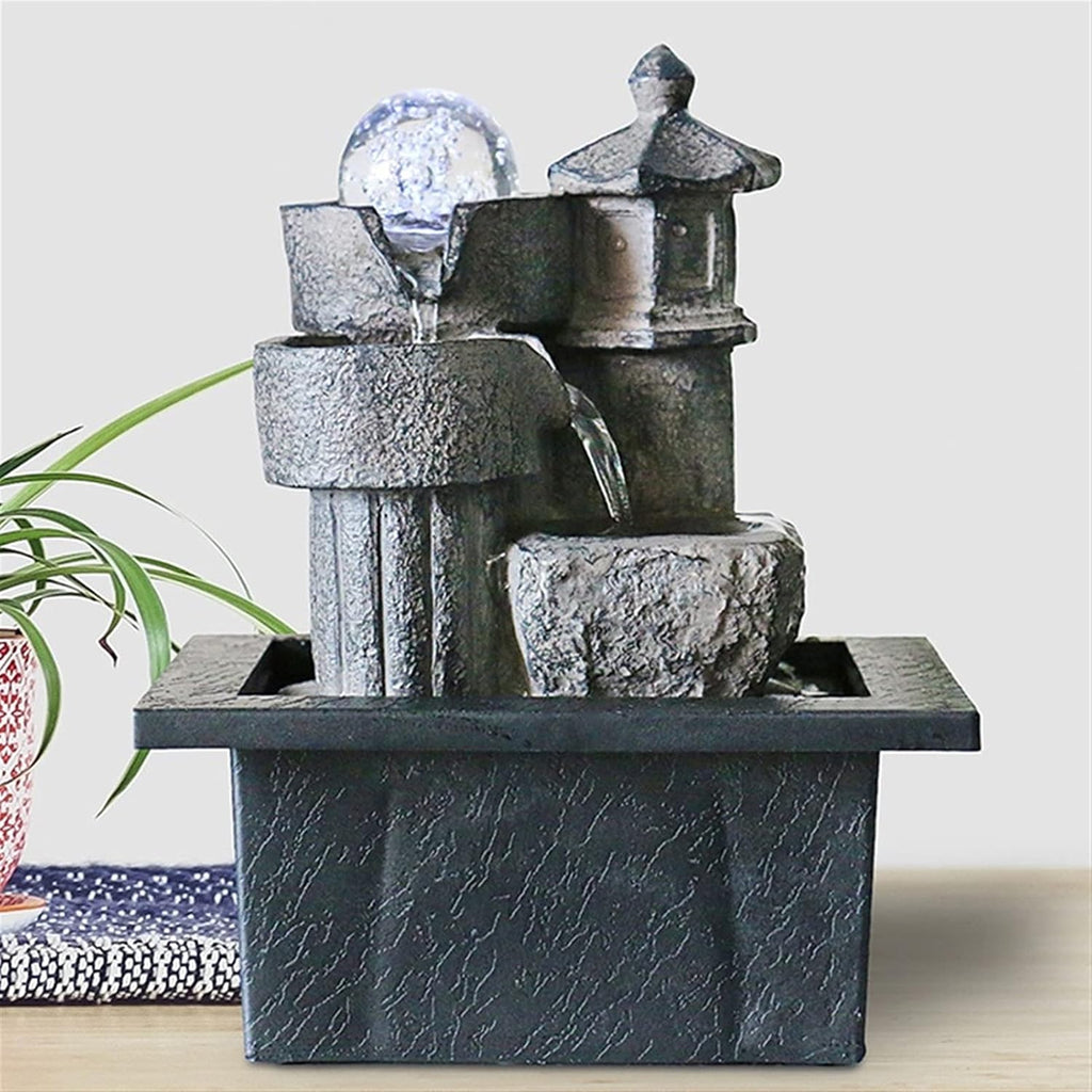 Tabletop Fountain Tabletop Fountain with LED Lights - Indoor Decoration Portable Tabletop Decorative Soothing Relaxation Zen Meditation Waterfall Fountains Desktop Fountains (Color : B)