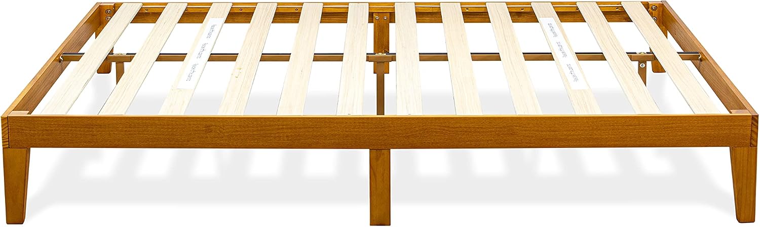 East West Furniture DNP-23-Q Queen Size Bed Frame with 4 Hardwood Legs and 2 Extra Center Legs - Oak Finish