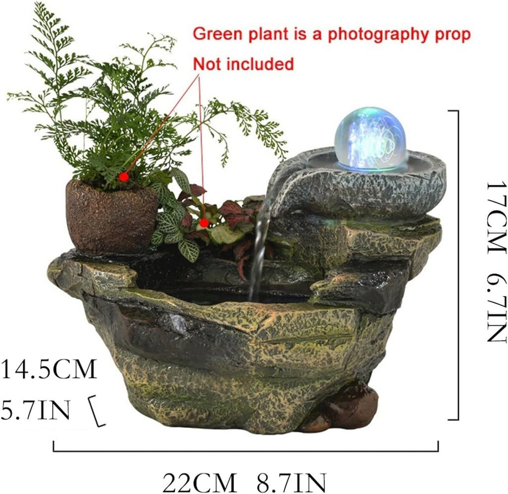 HIHELO Tabletop Fountain Desktop Fountain Rockery Flowing Water Fountain Ornaments Office Micro Landscape Tea Table Top Bonsai Interior Decoration Indoor Fountain