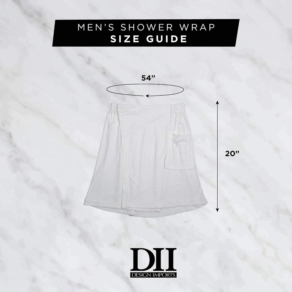 DII Men's Terry Shower Wrap Collection Adjustable with Velcro and Pocket, 54x20, Nautical Blue (Pack of 12)