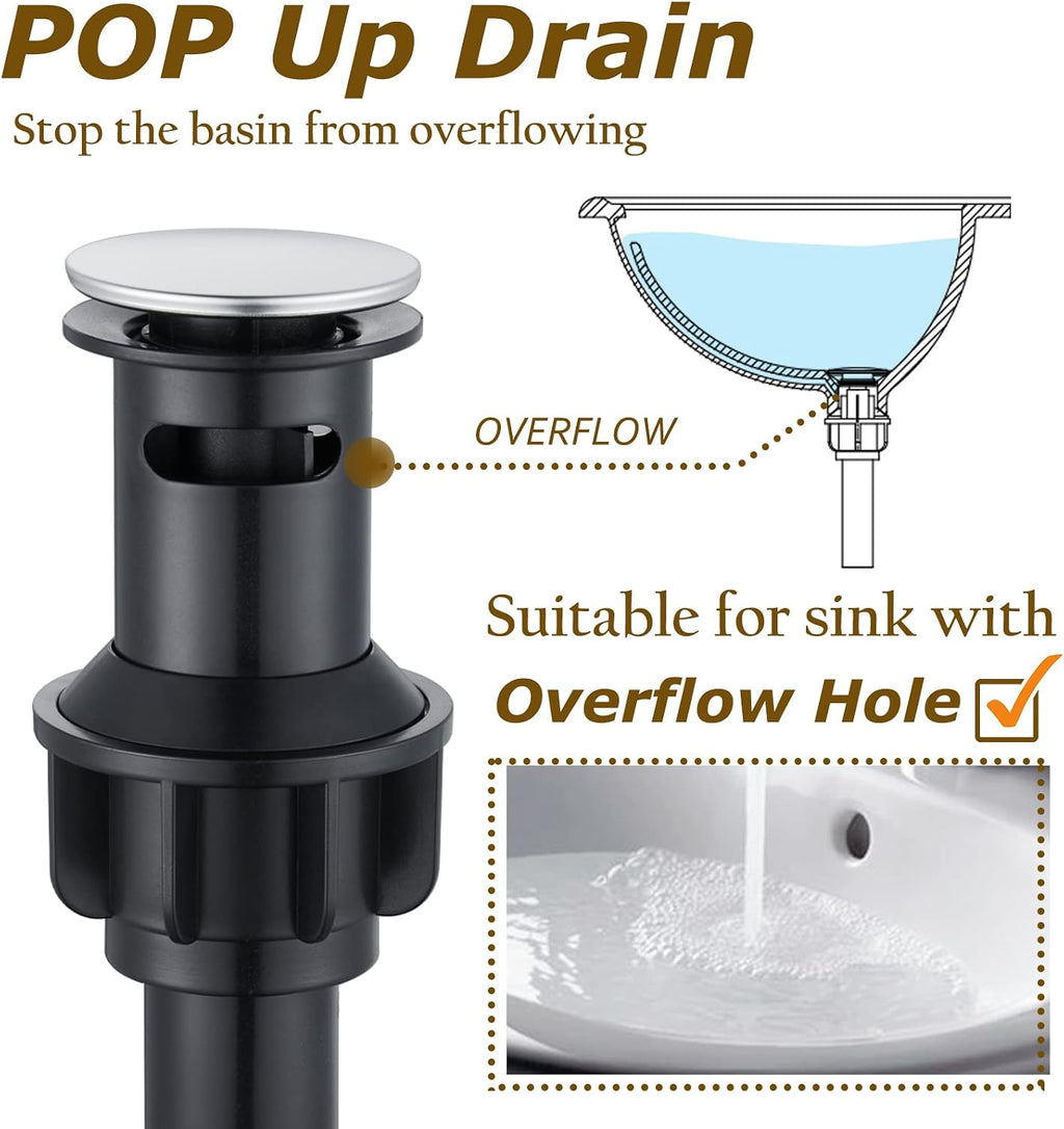 Roman Bathroom Faucet Set, Centerset Sink Faucet 2 Hole with Pop Up Drain, Free Standing Tub Faucet Filler with High Pressure Handheld Shower, Brushed Nickel