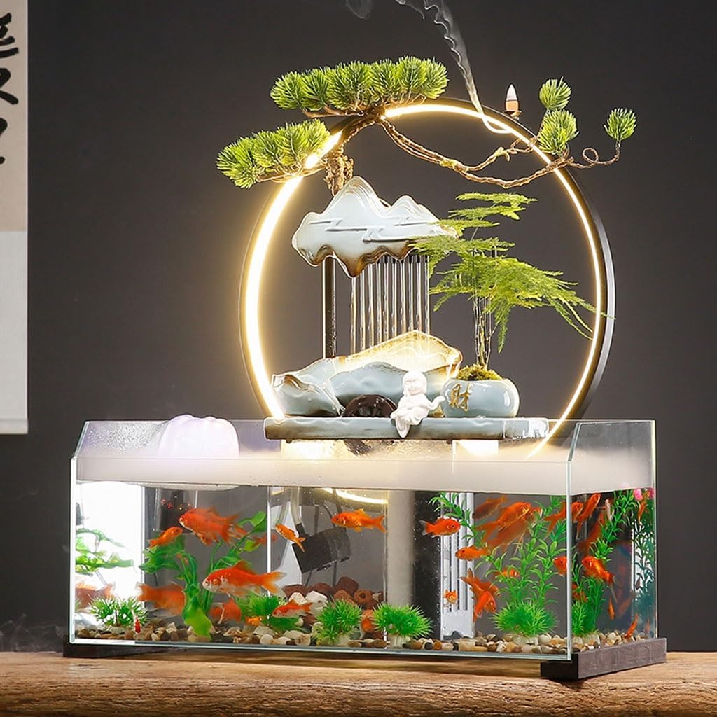 GUERNSEY Tabletop Fountain Tabletop Fountains Creative Water Fish Tank Ornaments Home Living Room Desktop Fountain Ornaments Decorative Circulating Water Fountain Indoor Fountain