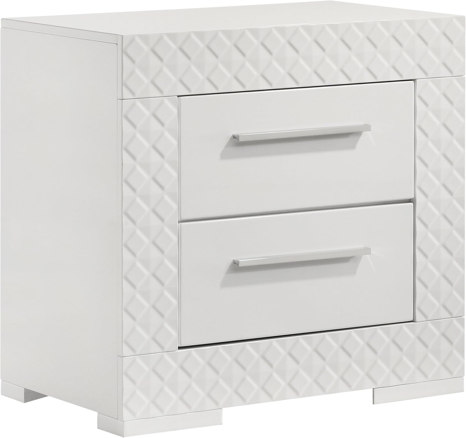 Coaster Home Furnishings Ives Contemporary 4-Piece Bedroom Set Queen Size LED Panel Bed Frame 57-inch Headboard White High Gloss 224941Q-S4