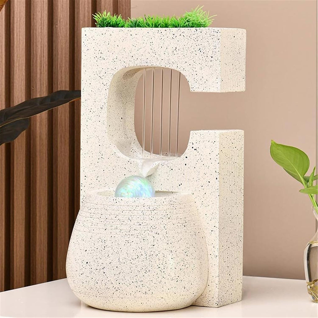 Tabletop Minimalist Tabletop Fountain Water Features Indoor Waterfall Fountains for Home Office Decoration Decor(Gris)