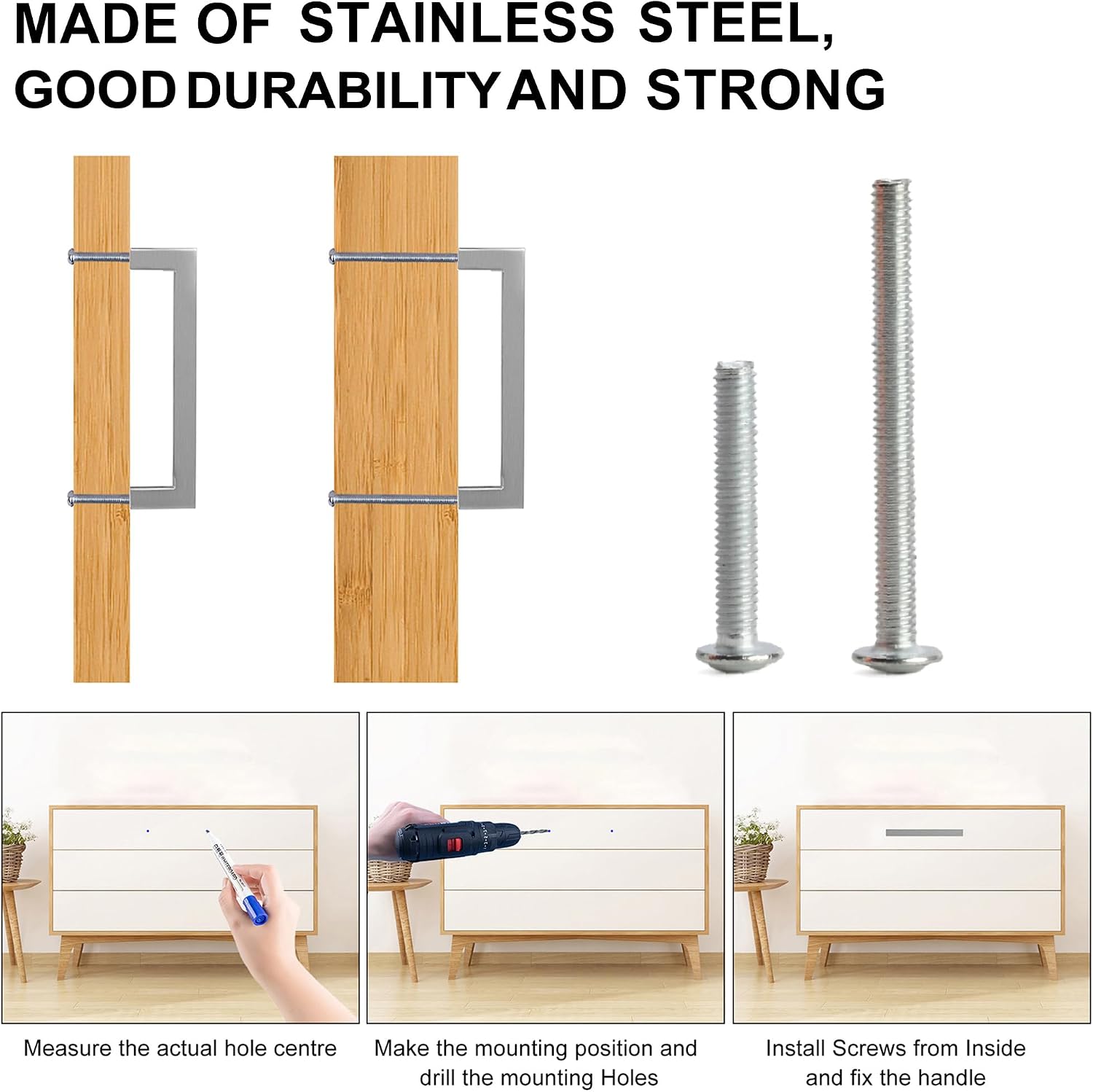 Cabinet Pulls Brushed Nickel Cabinet Handles Square Drawer Pulls, 30 Pack 10 Inch Stainless Steel Kitchen Door Cupboard Cabinet Handles, Cabinet Hardware Drawer Handles, 256mm Hole Centers