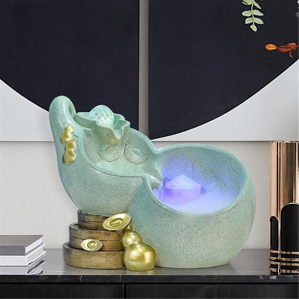Tabletop Tabletop Fountain Resin Waterfall Fountains Water Feature Feng Shui Meditation Desktop Decor(Blue)