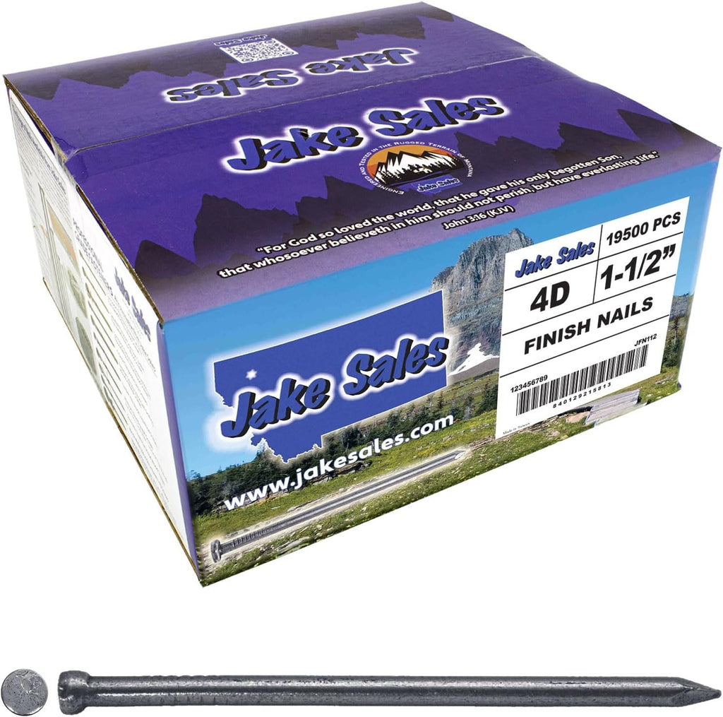 1-1/2 Inch (4D) Bright Finish Finish Nails - Full Box ~ 19,500 Nails