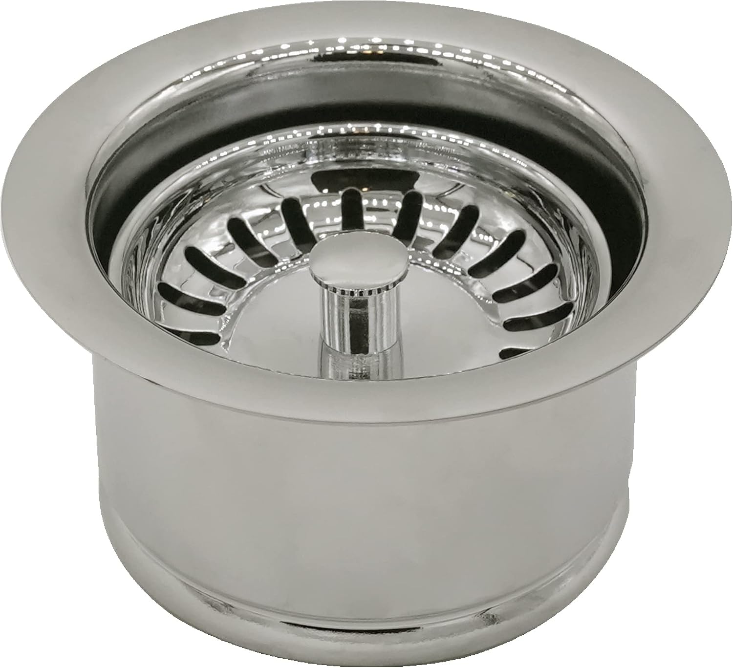 Westbrass CO2196S-05 COMBO PACK 3-1/2' Post Style Large Kitchen Sink Basket Strainer and Extra-Deep Collar Kitchen Sink Waste Disposal Flange with Strainer Stopper, Polished Nickel