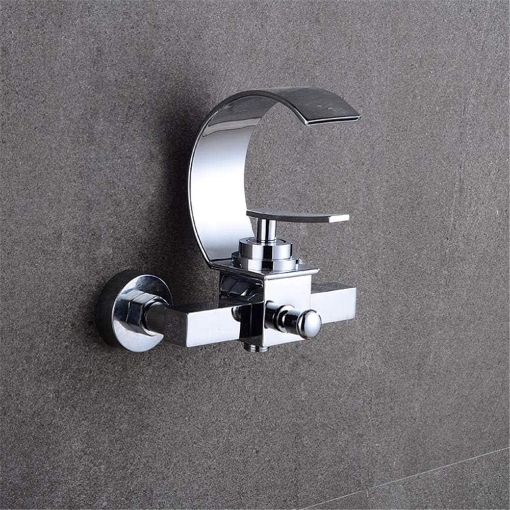 Shower System Waterfall Bathtub Shower Faucet Set Black Bathtub Mixer Tap Dual Contral Shower Wall Mounted Shower Faucet-Chrome
