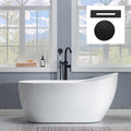 WOODBRIDGE 59' Acrylic Freestanding Bathtub Contemporary Soaking Tub with Matte Black Drain and Overflow,B1530-MB -Drain &O