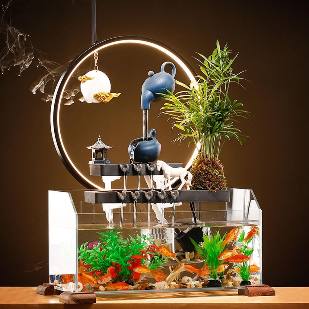 GUERNSEY Tabletop Fountain Tabletop Fountains Circulating Water Desktop Fountain Ornaments Living Room Creative Desktop Ornaments Office Desktop Fish Tank Indoor Fountain