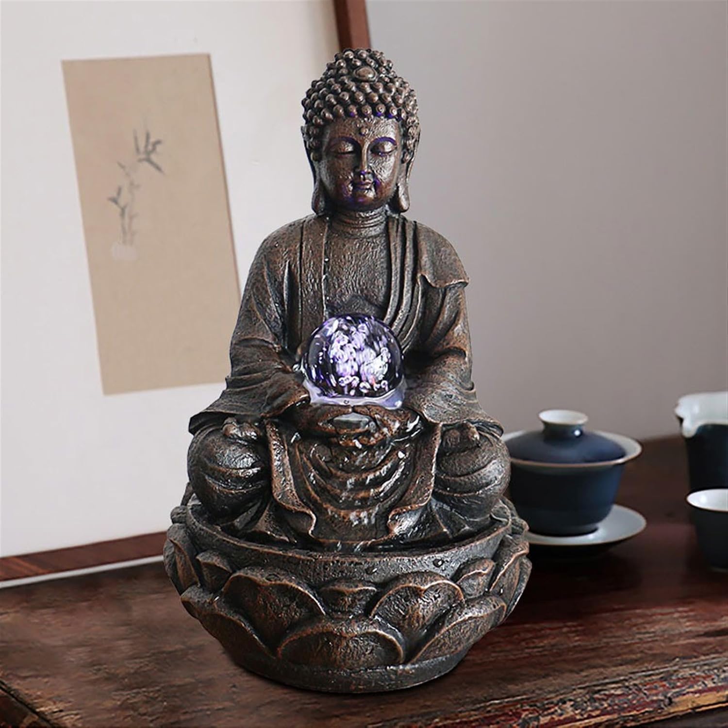GLigeT Tabletop Fountain Living Room Attracts Wealth Ornaments Decorative Fountain Coffee Table Foyer Office Desk Decorations Cycle of Flowing Water Landscape Water Fountain Decor