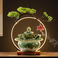 Tabletop Fountain with Light Waterfall Fountain with Backflow Incense Burner Desktop Zen Water Fountain Ceramic Fish Tank Indoor Water Fountain for Home Office Without Plants.(Style5)