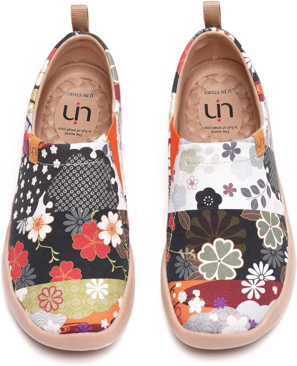 UIN Women's Artistic Slip-On Shoes Vibrant Floral Casual Loafers Lightweight Comfortable Travel Footwear