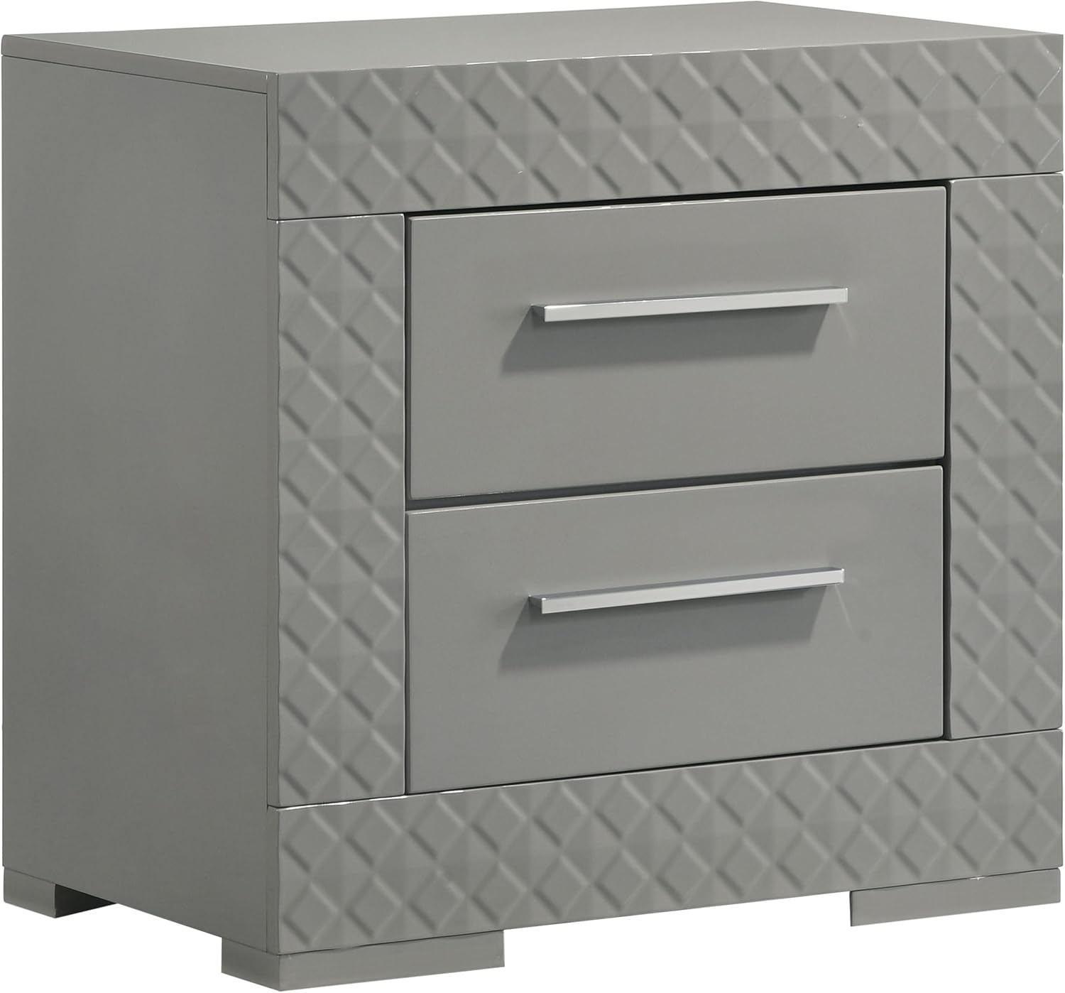 Coaster Home Furnishings Ives Contemporary 4-Piece Bedroom Set Queen Size LED Panel Bed Frame 57-inch Headboard Grey High Gloss 224971Q-S4