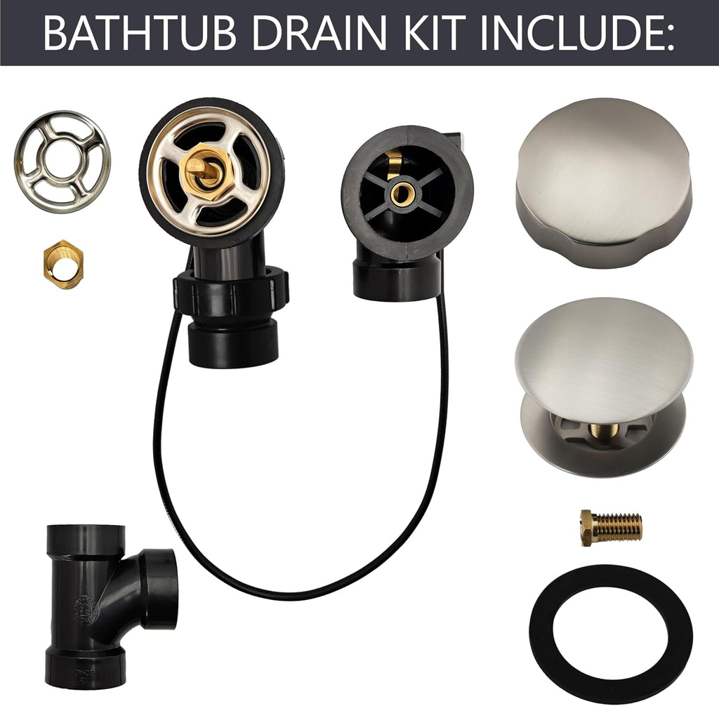 Westbrass Sch. 40 ABS 35 in. Cable Drive Bath Waste - Ball Joint Head, Stainless Steel, D50A35BJ-20