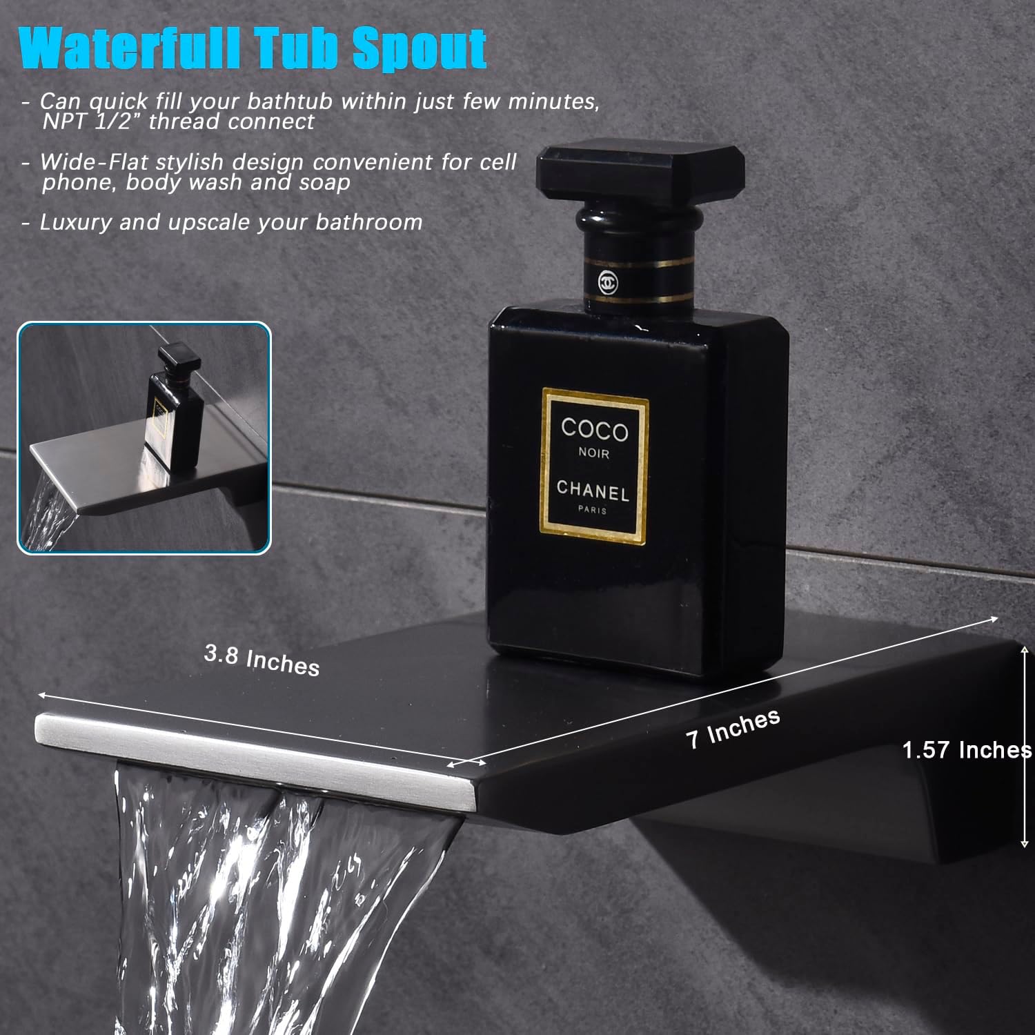 Shower System with Tub Spout 10 Inch Overhead Shower 4 Setting Handheld Spray Rough In Pressure Balance Valve Body with Trim Kit Wall Mounted Rainfall Bathtub Shower Faucet Set (Brushed Nickel)