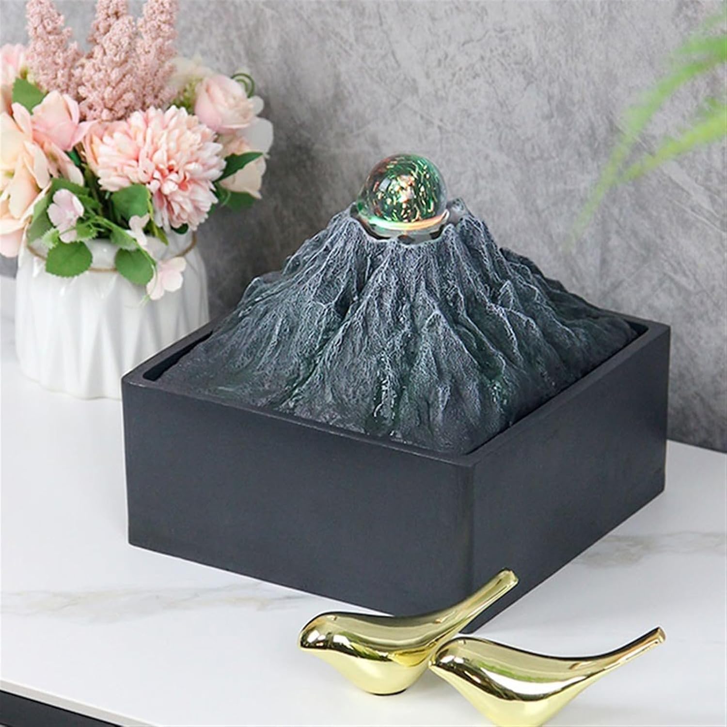 GLigeT Tabletop Fountain Office Transit Ball Rockery Fountain Fortune Desktop Creative Simplicity Feng Shui Ball Fountain Ornaments Water Fountain Decor