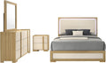 Coaster Home Furnishings Hyland Coastal 4-Piece Bedroom Set Upholstered Queen Size LED Panel Bed Frame 52-inch Headboard Natural 215651Q-S4