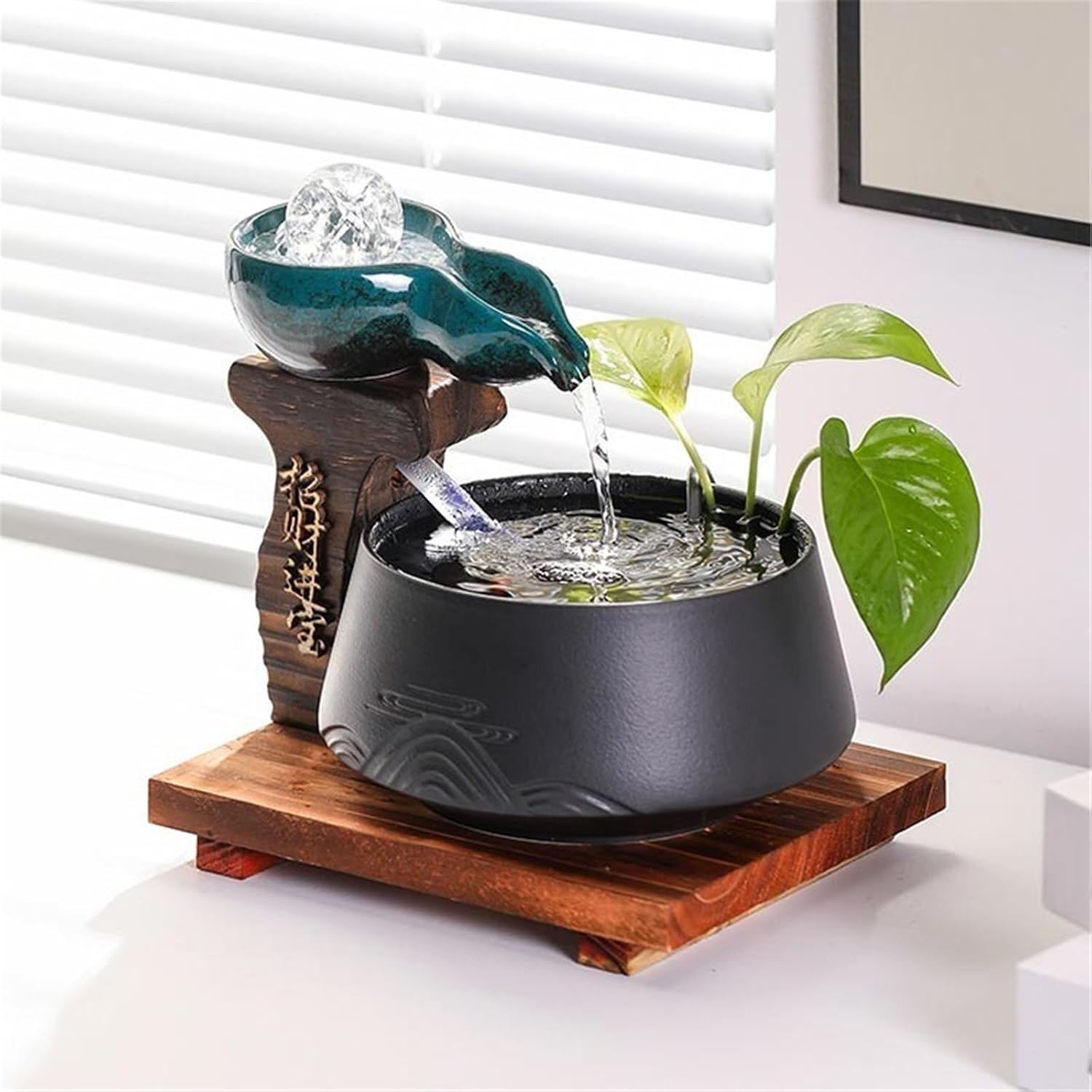 Tabletop Water Fountains Indoor Tabletop Fountain Decor Decor(Gris)
