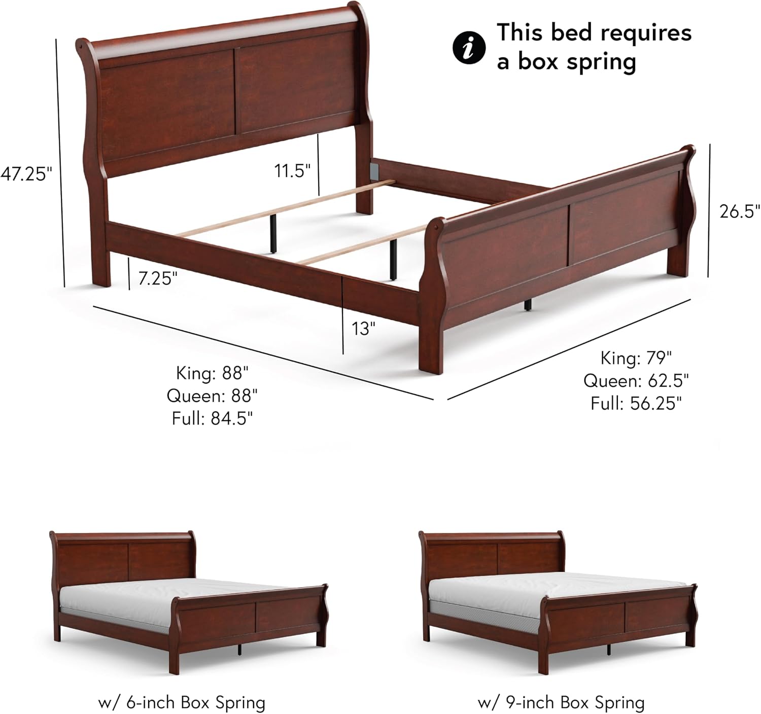 Furniture of America Arabella Traditional Wood Queen Bed Frame with Headboard and Footboard, Elegant Sleigh Design Bedframe for Bedroom, Guest Room, Easy Assembly, Box Spring Required, Black
