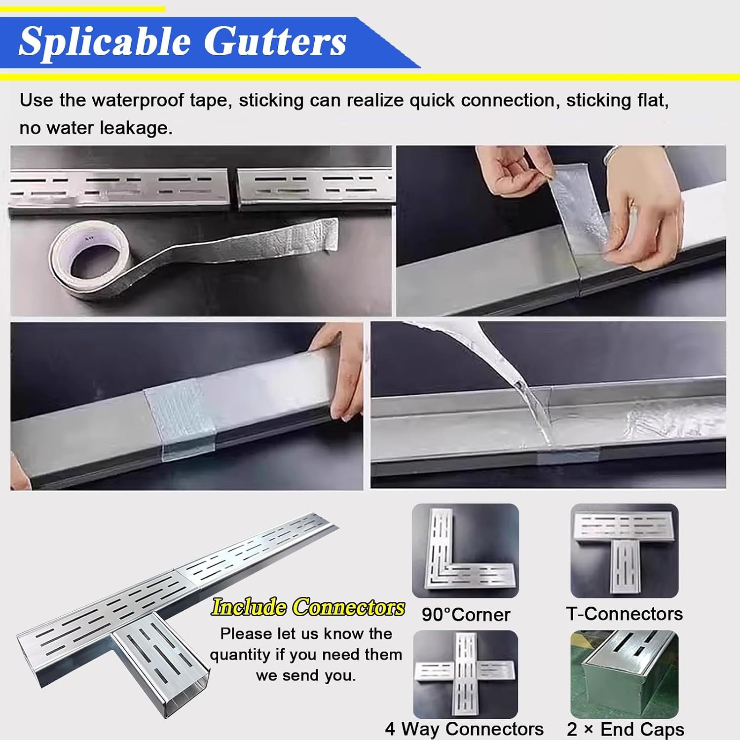 LZMZMQ 2-in Slim Channel Drain and Grate Kit, 1m 1.5m 2m Long Driveway Pool Deck Drainage Guttering Pipe and Sewerage Cover, Stainless Steel Jointable Linear Shower Drain(Black,Length-1.5m/4.9ft)