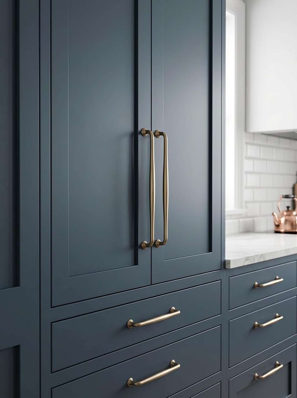 Goo-Ki Champagne Bronze Cabinet Pulls 12-5/8 in Hole Centers, 6 Pack, Zinc Alloy, Transitional Drawer Spindle Handles for Kitchen, Dresser, Vanity, Bathroom
