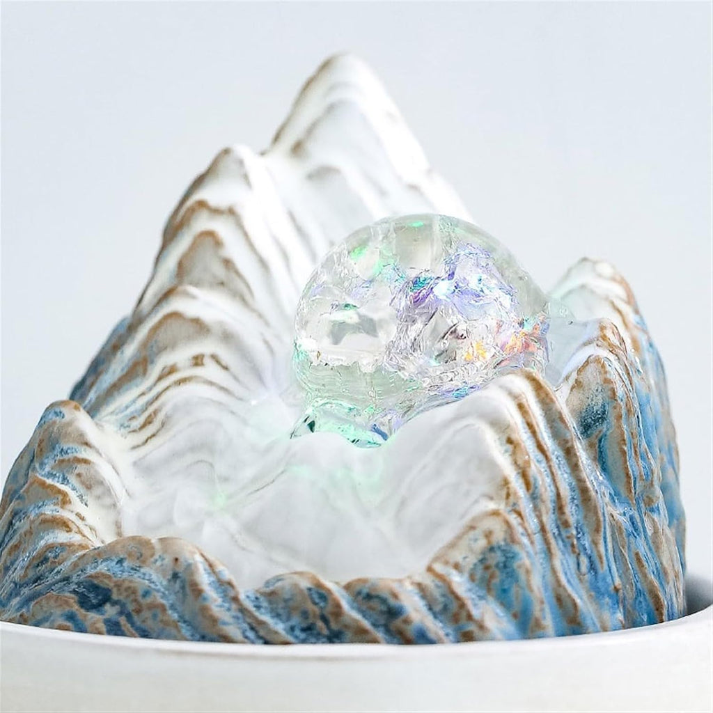 GRFIT Indoor Fountain Ceramic Ornaments for Home, Office, Wigwam, Flowing Water Cycle, Small Desktop Fountain, Water Features Attracting Wealth Table Fountain(Blue)