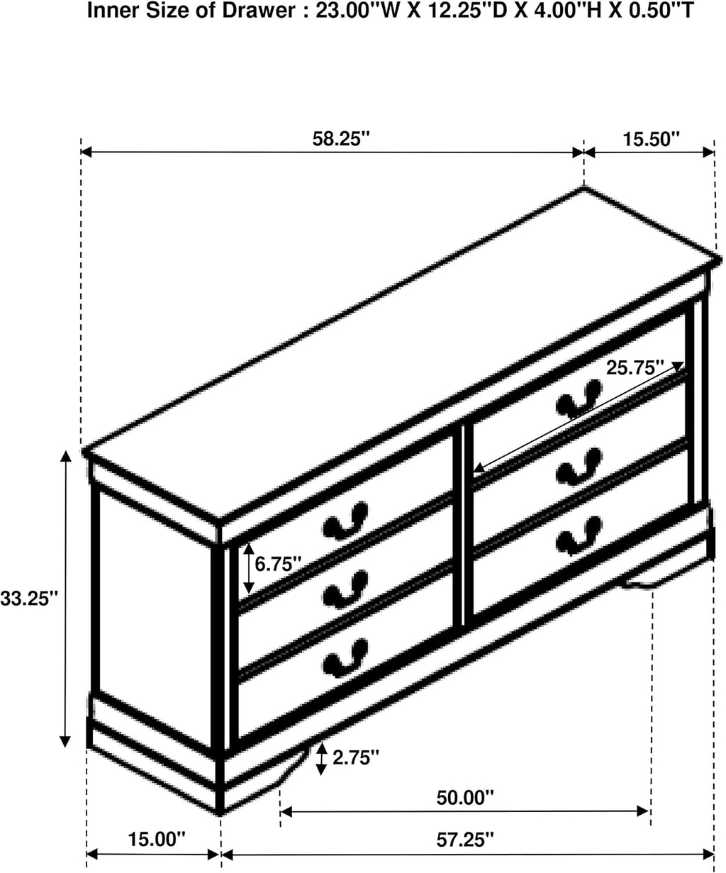 Coaster Home Furnishings Louis Philippe Traditional 4-Piece Bedroom Set Queen Size Sleigh Bed Frame 47-inch Headboard White 202441Q-S4