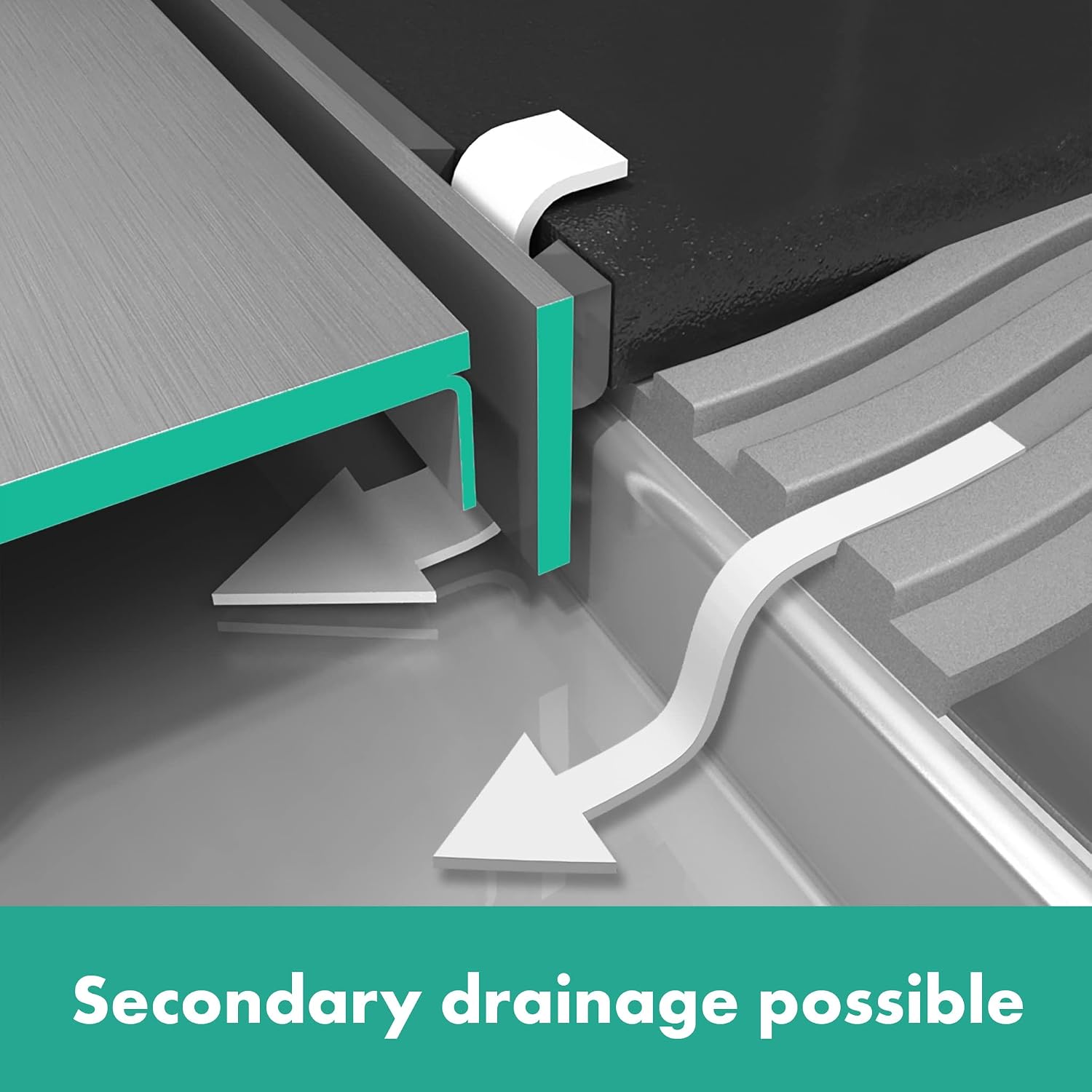 hansgrohe RainDrain Brilliance Square Shower Drain Set with Rough and Height Adjustable Frame in Brushed Stainless Steel, Stainless Steel Shower Floor Drain , 4x4 in.