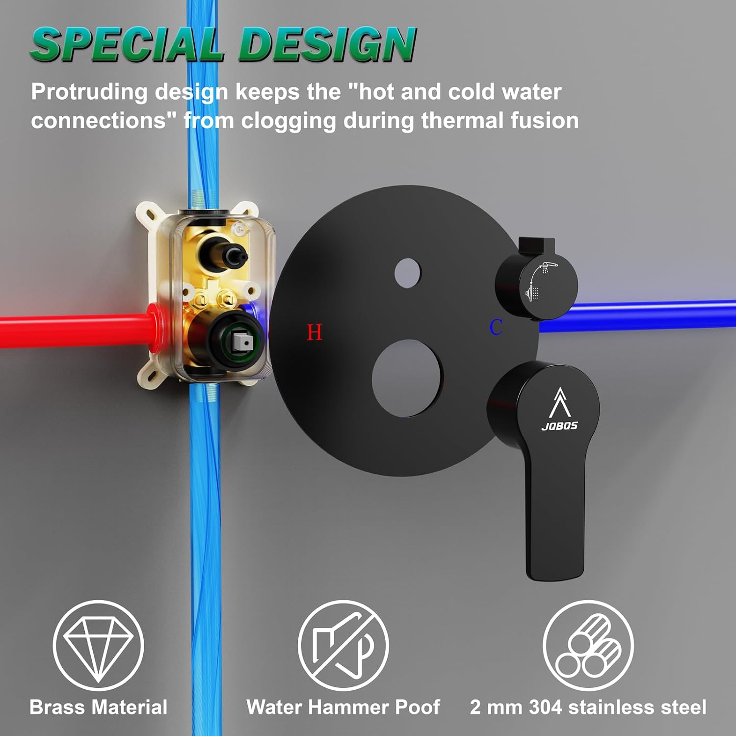 Shower Faucet Set 8IN Brass Rough-In Valve Body Trim Kit Rainfall Included Handle Accessories Complete 2 Functions with Rain Head and Handheld Bathroom Systems (8 Inch Matte Black)