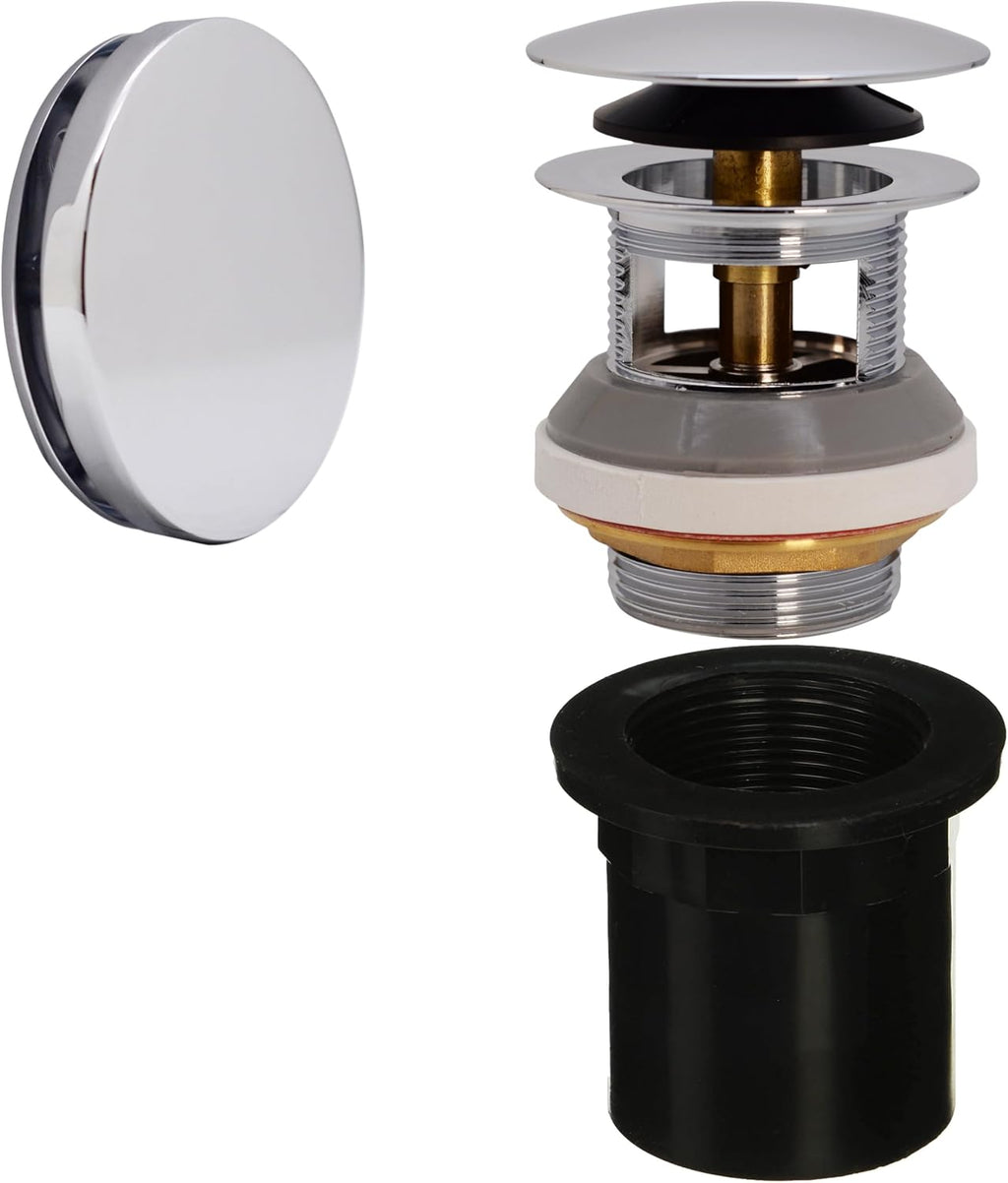 Westbrass D980LTBAA-26 1-1/2' NPSM Integrated Overflow Drain Trim Kit with Illusionary No-Hole Overflow and ABS Adapter, Brass, Polished Chrome