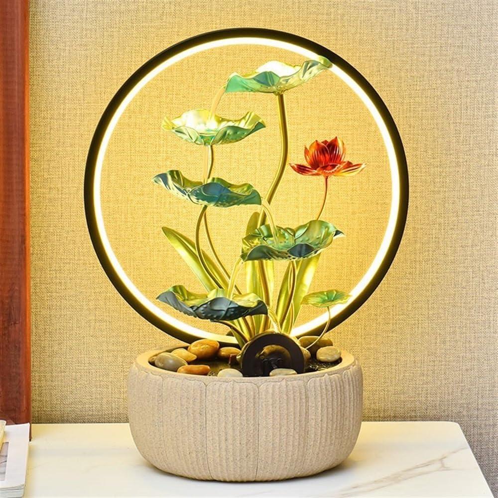 GLigeT Tabletop Fountain Feng Shui Wheel Inviting Wealth Living Room Wealth Desk Decorations Modern Simple Running Water Ornaments Circulating Water Water Fountain Decor