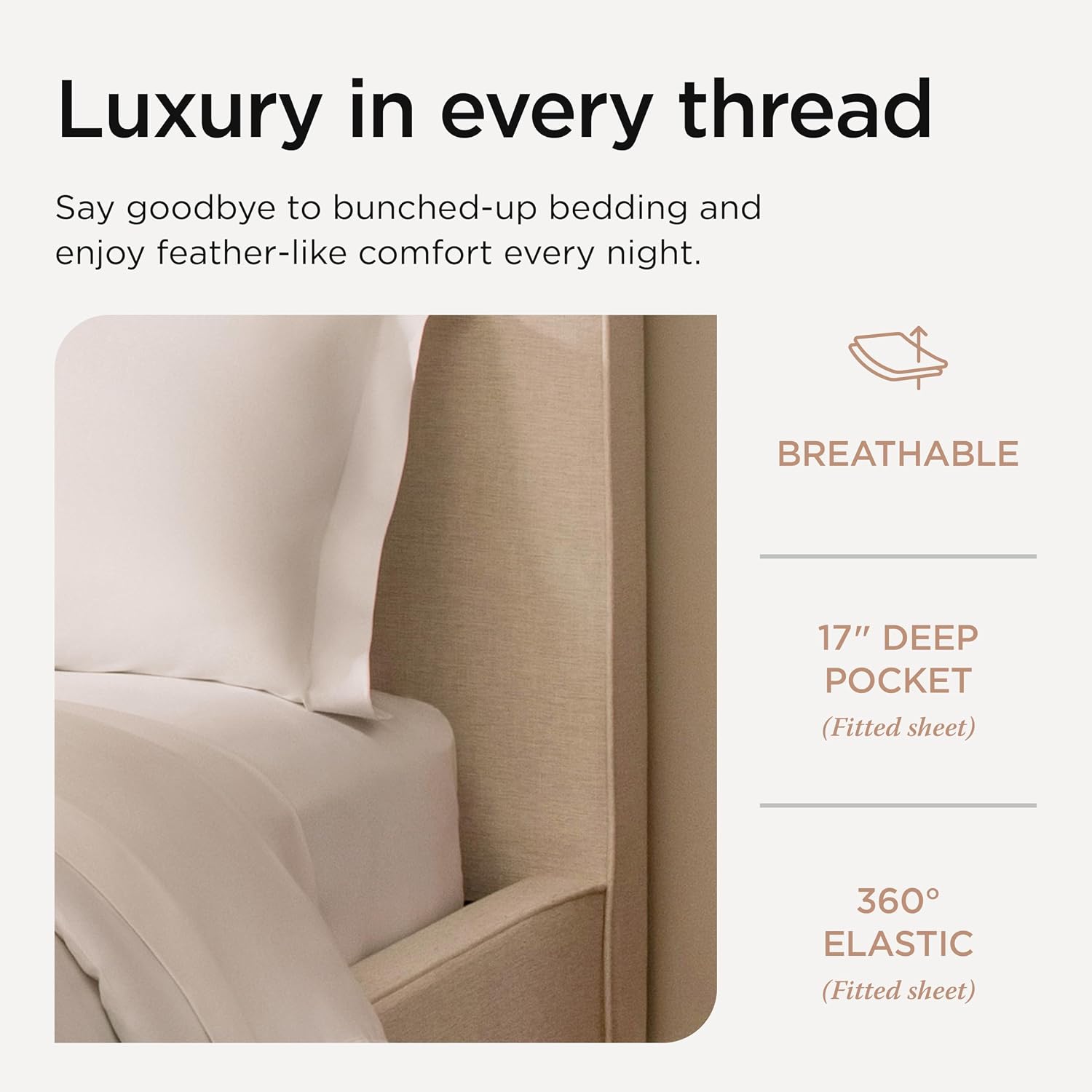 Threadmill Luxury Supima Queen Sheet Set, 1200 Thread Count 100% Cotton Sheets for Queen Size Mattress, 4 Pc Bed Sheets Queen Size Set, 5-Star Hotel Quality White Queen Sheets Elasticized Deep Pocket