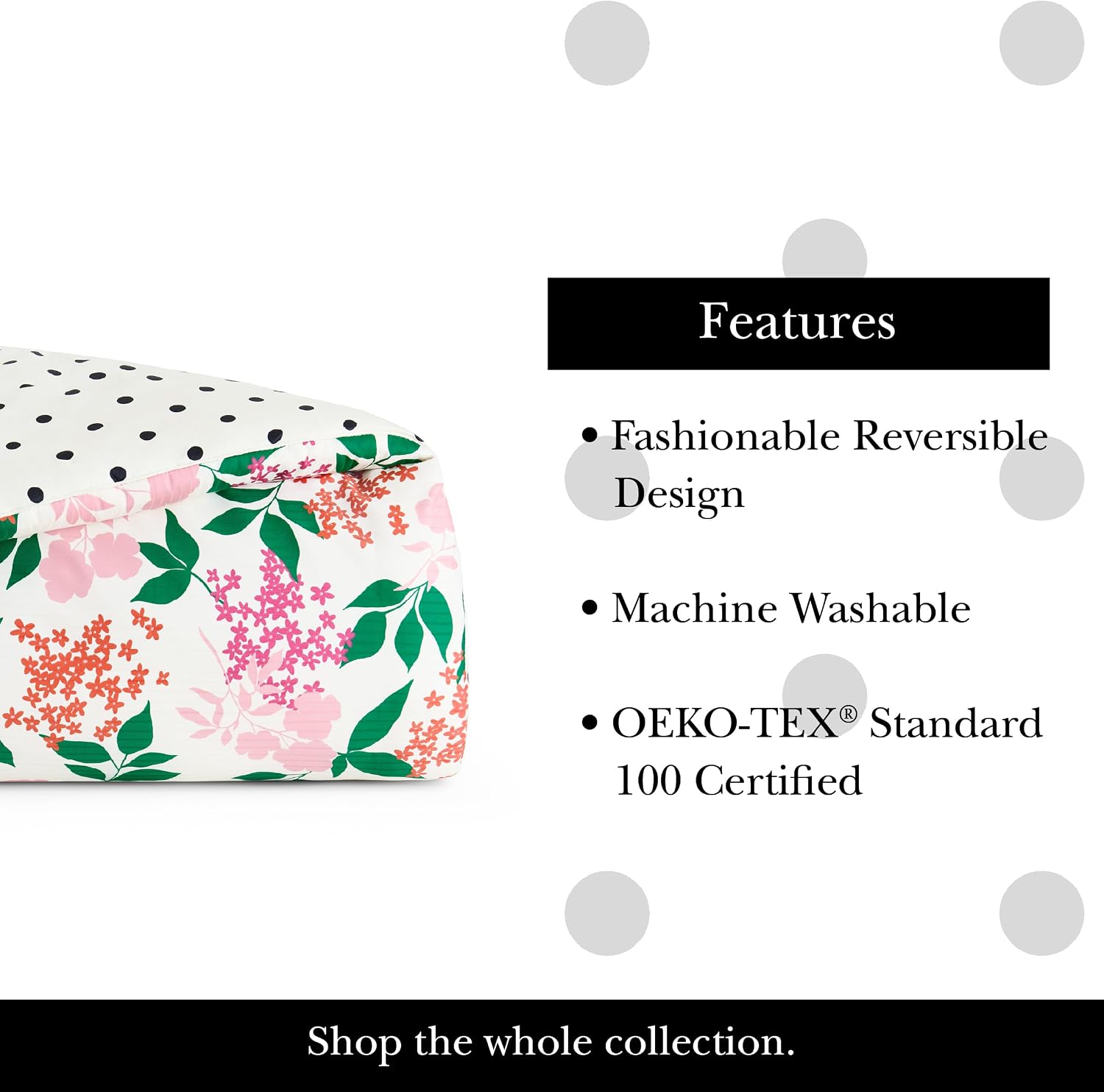 kate spade new york Bold Blossoms Full/Queen Comforter Set, 300 Thread Count Cotton Reversible Cover, All Season 3 Piece Bedding, Machine Washable, Floral Multicolor