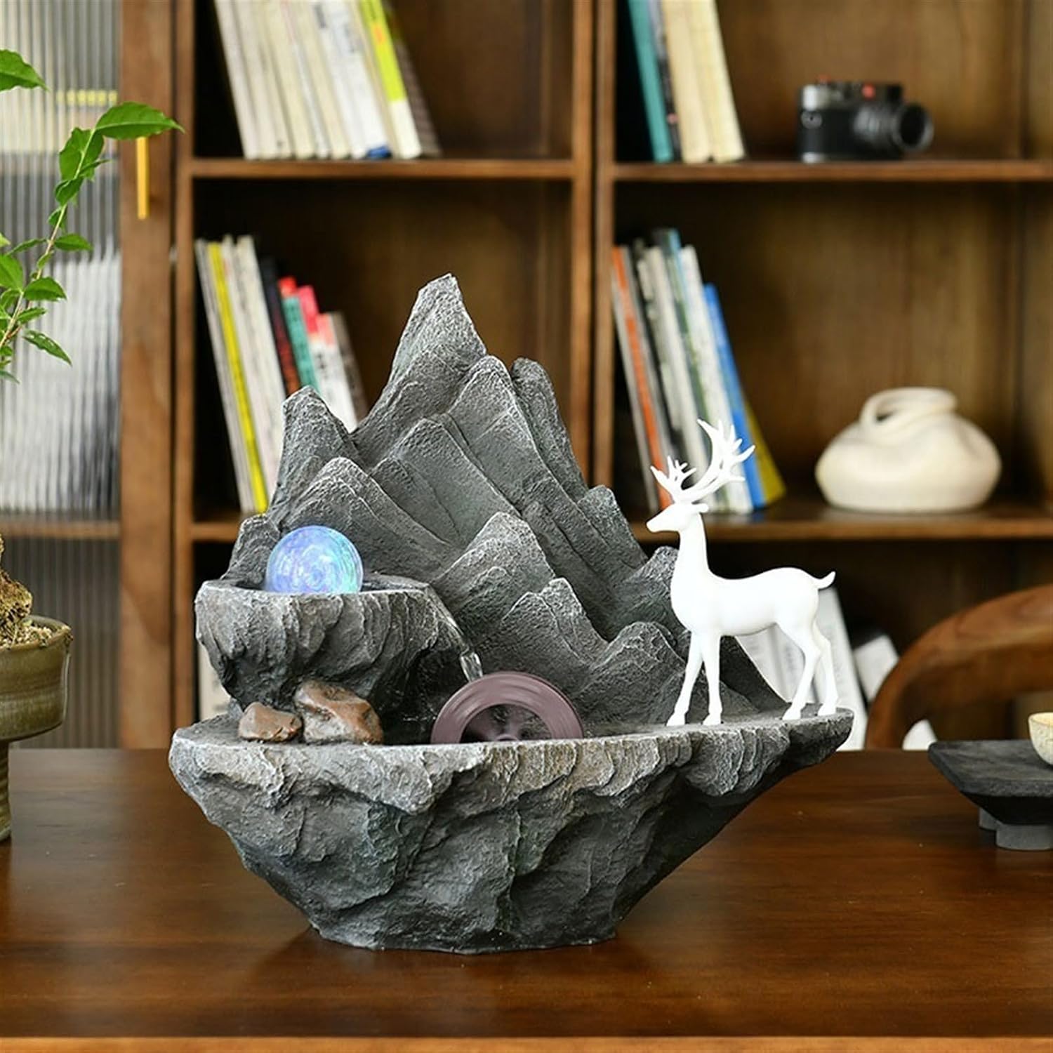 GLigeT Tabletop Fountain Desktop Wigwam Flowing Water Ornaments Fortune Cycle Feng Shui Ball Home Living Room Fountain Office Ornaments Water Fountain Decor