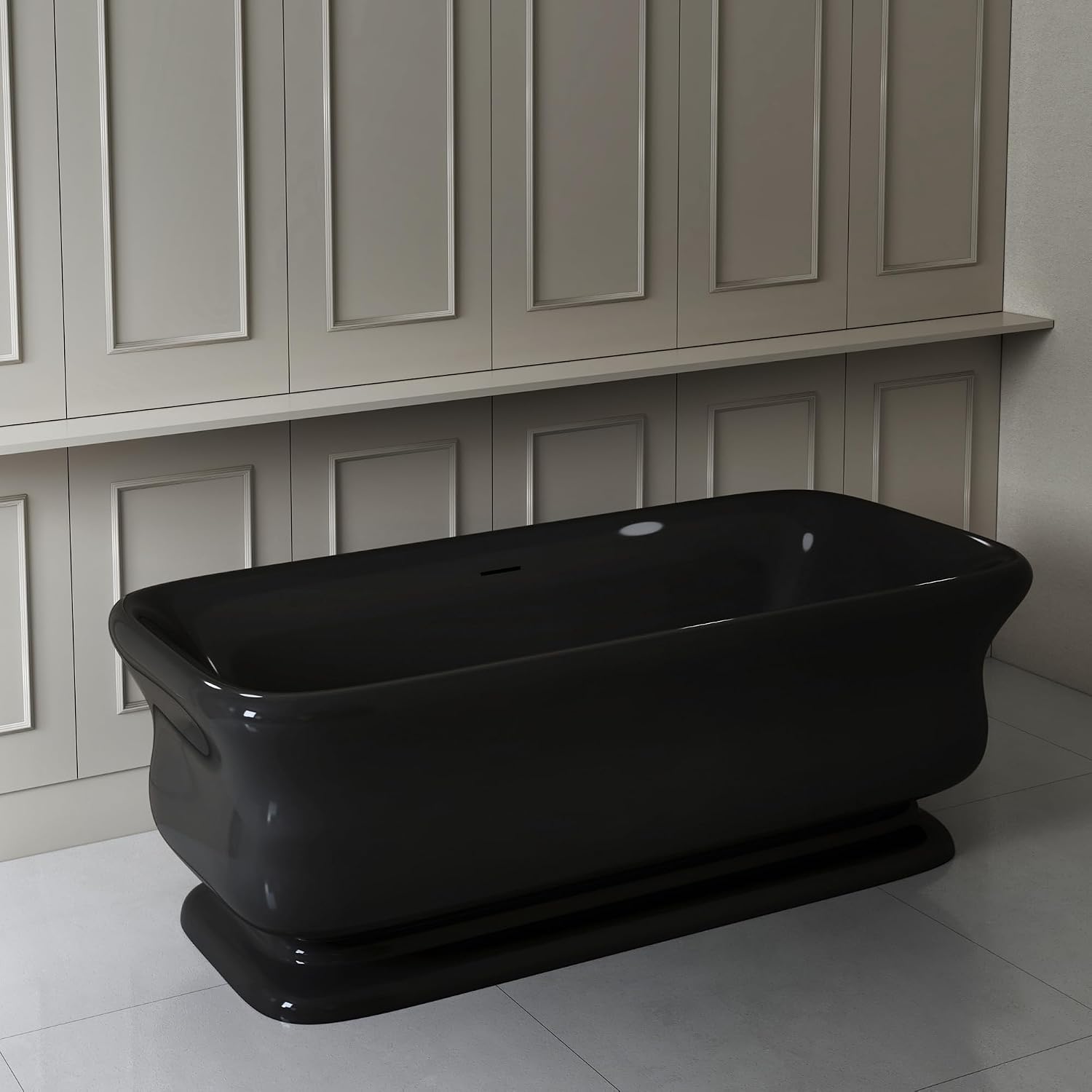WOODBRIDGE 71 X 33.5 X 24.75' freestanding soaking bathtub with matte black drain included, Black WE006