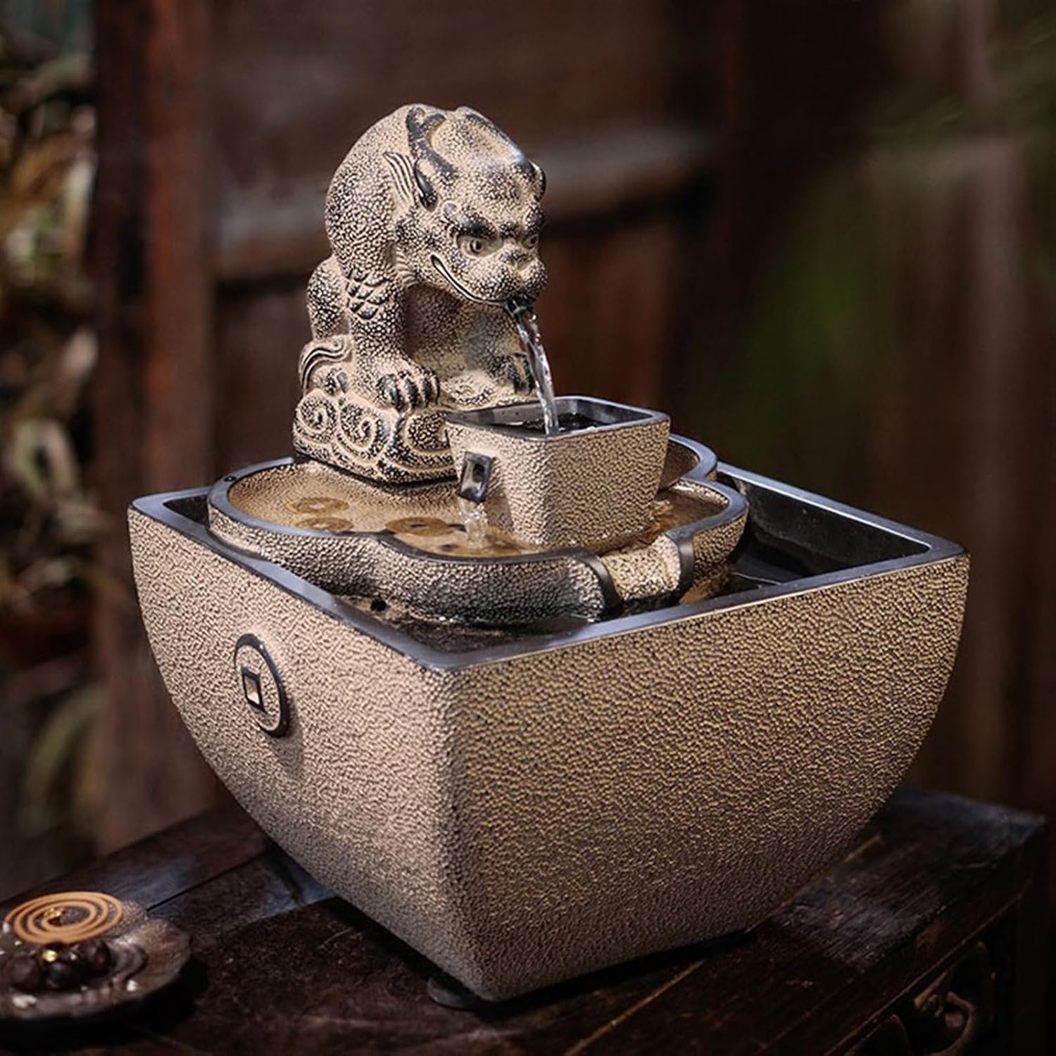 GLigeT Tabletop Fountain Fortune Ornaments Office Reception Opening Gift Upscale Water Features Living Room Desktop Fountains Water Fountain Decor