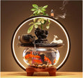 HIHELO Desktop Fountain Indoor Relax Tabletop Fountain with Glass Fish Tank, Wooden Base and LED Lights, Indoor Zen Tabletop Relax Water Feature Water Fountain Outdoor (Color : B)