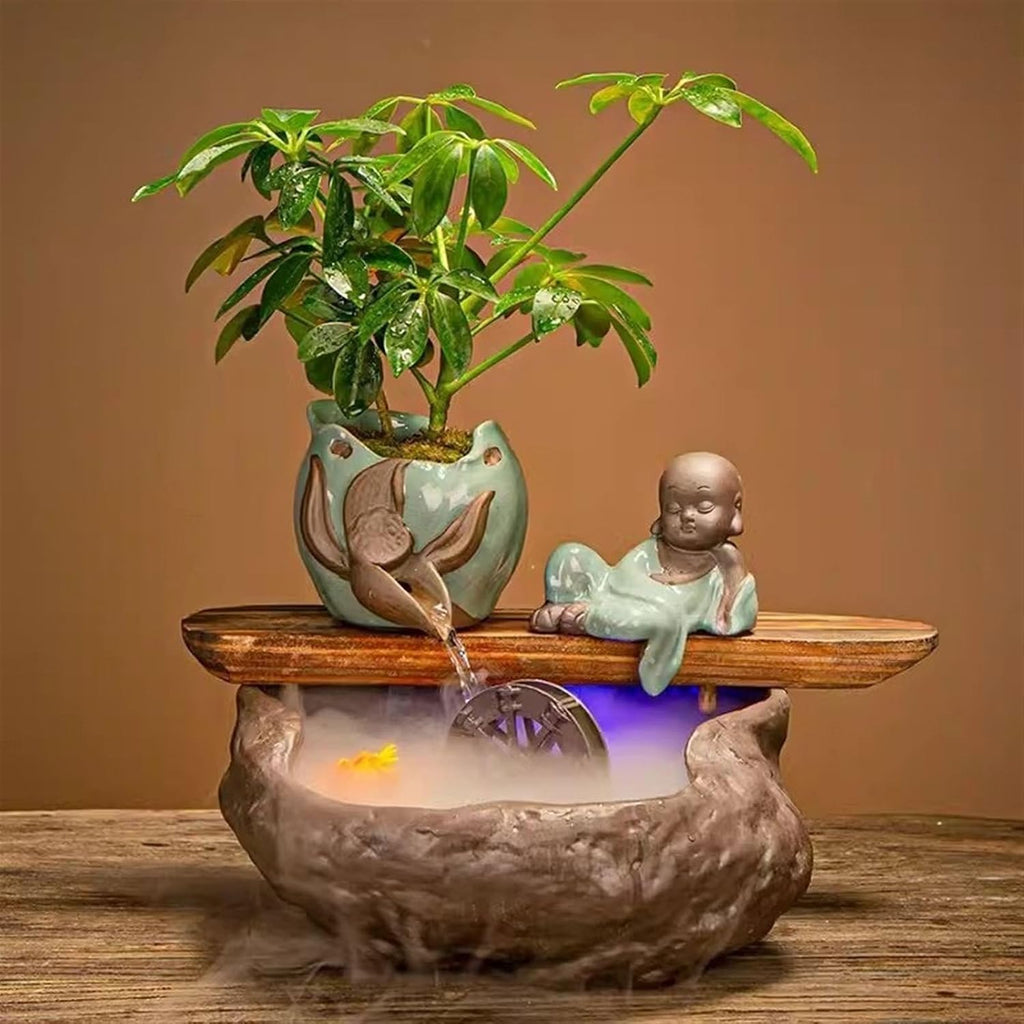 GLigeT Tabletop Fountain Water Ornaments Attract Wealth Home Office Desktop Fountain Small Fish Tank Decoration Business Housewarming Gift Water Fountain Decor