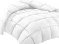 Luxury All-Season Queen Size 1-Piece Comforter - White Solid Pima Cotton Quilted Duvet Insert, 500 GSM, 800 TC, Ultra Fluffy with Corner Tabs