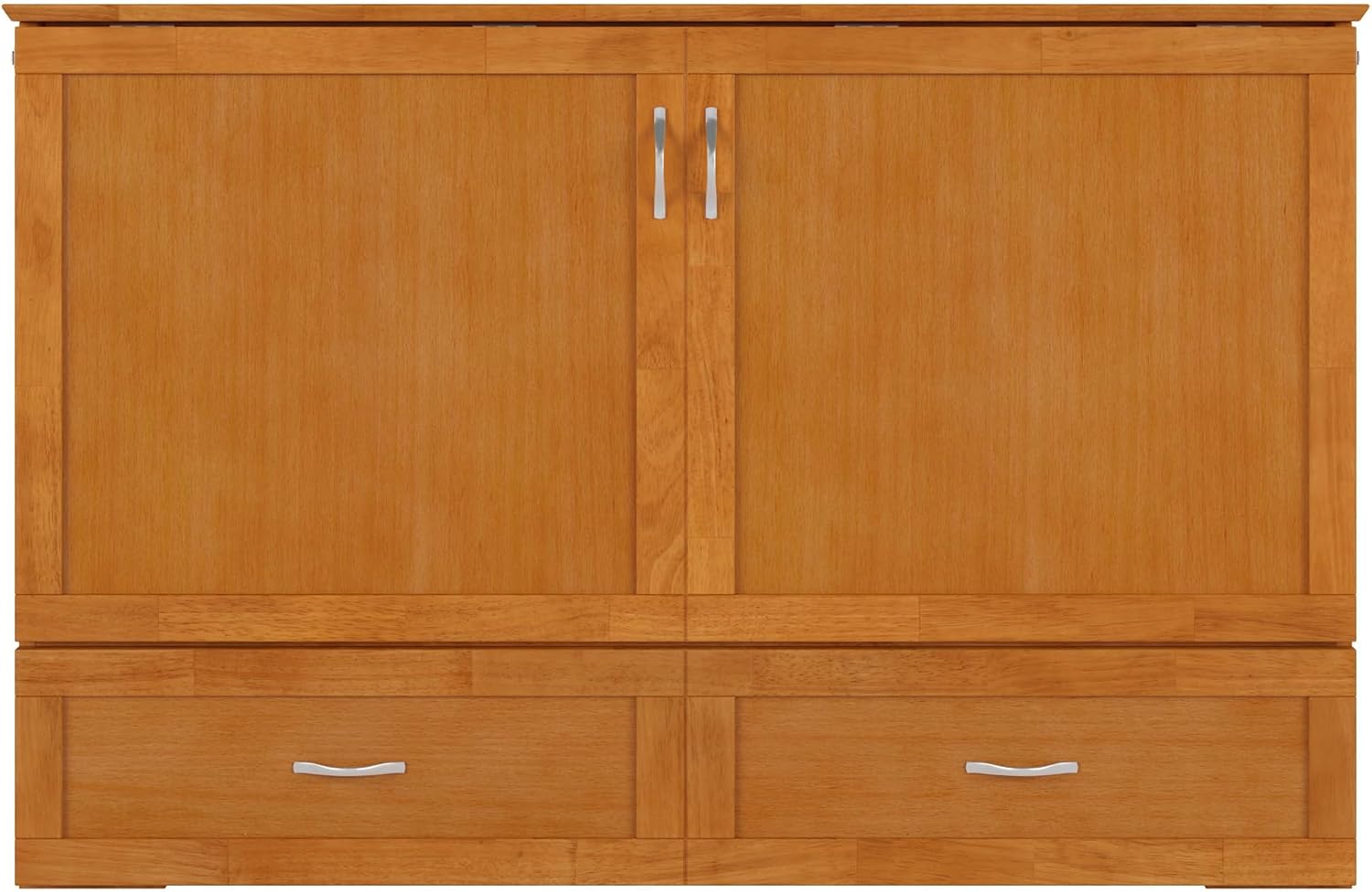 AFI Hamilton Queen Murphy Bed Chest with Mattress, Storage, and Built-in Charger in Light Toffee